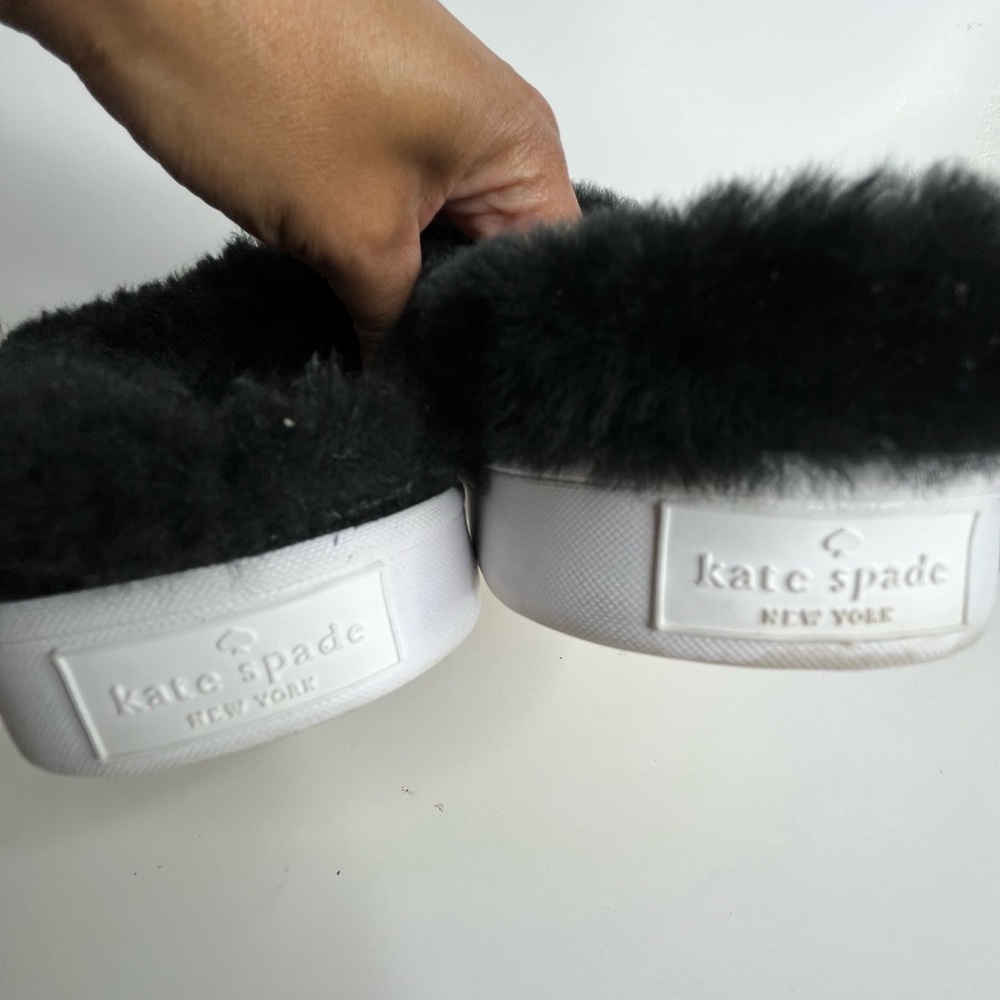 KATE SPADE Black Suede Shearling Slides Sz‎ 10.5 - Picture 3 of 8